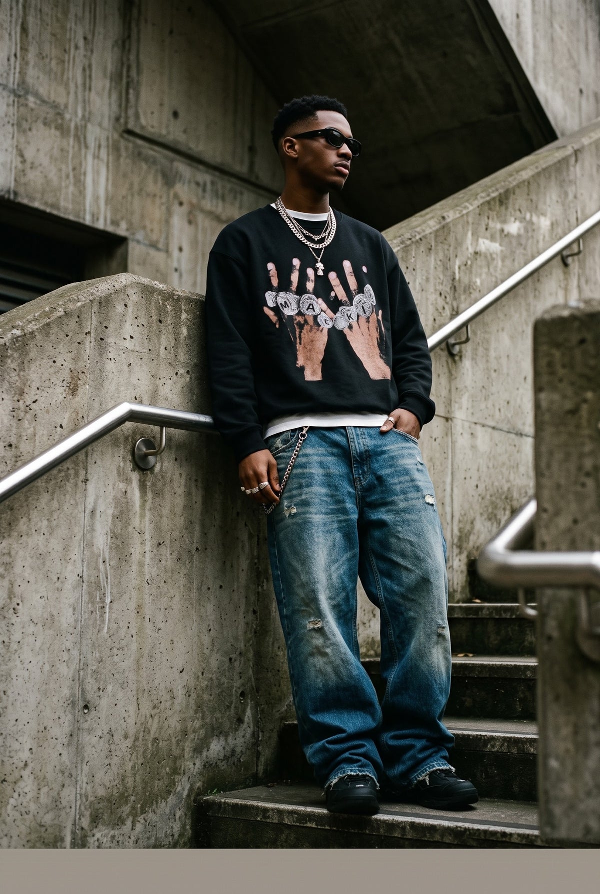 "MAEKIS" Graphic Crewneck Sweatshirt – Unisex Streetwear Rings Edition 